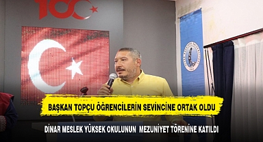BAŞKAN TOPCU ÜNİVERSİTE ÖĞRENCİLERİNİN MEZUNİYET SEVİNCİNE ORTAK OLDU