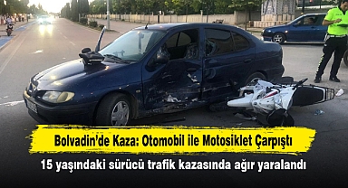 Bolvadin'de Kaza: Otomobil ile Motosiklet Çarpıştı! 15 yaşındaki sürücü trafik kazasında ağır yaralandı