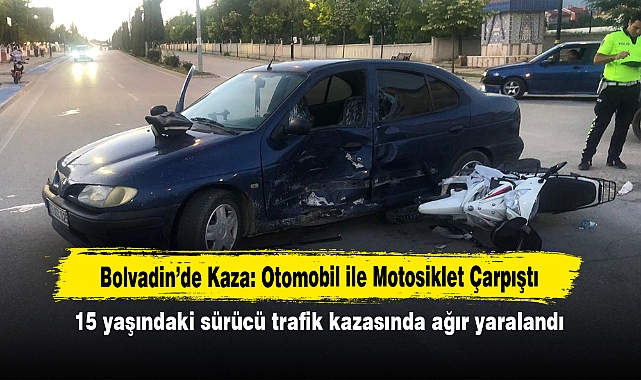 Bolvadin'de Kaza: Otomobil ile Motosiklet Çarpıştı! 15 yaşındaki sürücü trafik kazasında ağır yaralandı