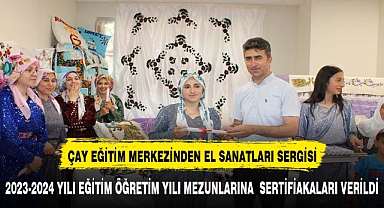 Çay Halk Eğitim Merkezi Tarafından Pazarağaç Kasabasında El Sanatları Sergisi Açıldı.