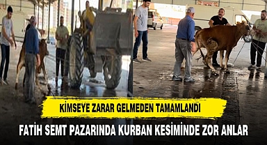 FATİH SEMT PAZARINDA KURBAN KESİMİNDE ZOR ANLAR