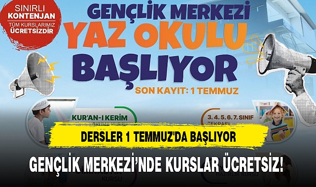 GENÇLİK MERKEZİ'NDE KURSLAR ÜCRETSİZ!