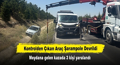 Kontrolden Çıkan Araç Şarampole Devrildi: 3 Yaralı
