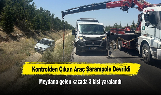 Kontrolden Çıkan Araç Şarampole Devrildi: 3 Yaralı