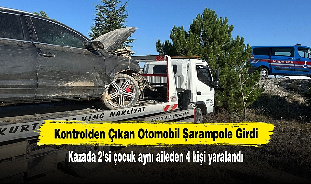 Kontrolden Çıkan Otomobil Şarampole Girdi!  Kazada 2'si çocuk aynı aileden 4 kişi yaralandı