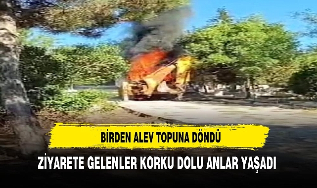 Mezarlıkta Yanan Kepçe Korkuttu