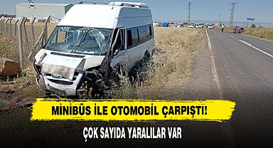 Minibüs İle Otomobil Çarpıştı: 22 Yaralı