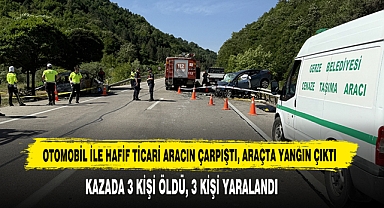 Otomobil İle Hafif Ticari Aracın Çarpıştı, Araçta Yangın Çıktı