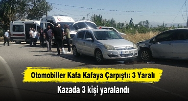 Otomobiller Kafa Kafaya Çarpıştı: 3 Yaralı Kazada 3 kişi yaralandı