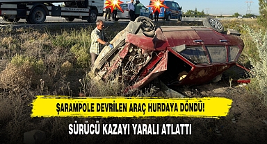 Şarampole Devrilen Araç Hurdaya Döndü!