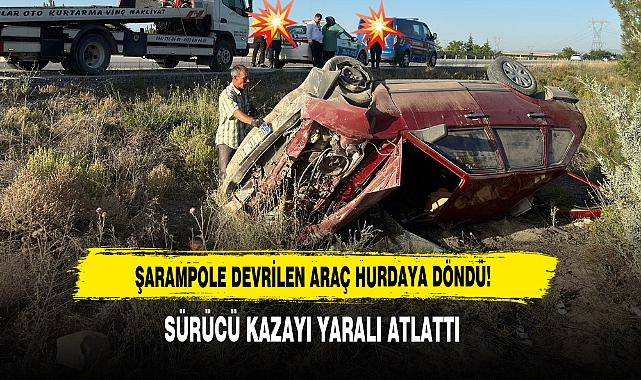 Şarampole Devrilen Araç Hurdaya Döndü!