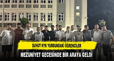 Şuhut KYK Yurdundaki Öğrenciler Mezuniyet Gecesinde Bir Araya Geldi