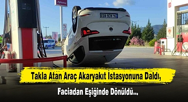 Takla Atan Araç Akaryakıt İstasyonuna Daldı, Faciadan Eşiğinde Dönüldü