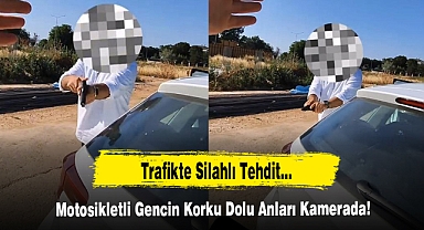 Trafikte Silahlı Tehdit… Motosikletli Gencin Korku Dolu Anları Kamerada!