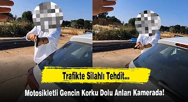 Trafikte Silahlı Tehdit… Motosikletli Gencin Korku Dolu Anları Kamerada!