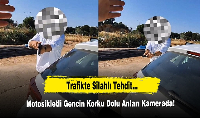 Trafikte Silahlı Tehdit… Motosikletli Gencin Korku Dolu Anları Kamerada!