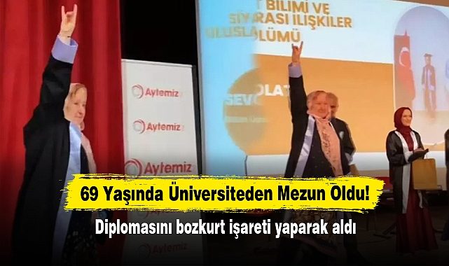 69 Yaşında Üniversiteden Mezun Oldu!  Diplomasını bozkurt işareti yaparak aldı