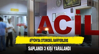 Afyon'da Otomobil Bariyerlere Saplandı 3 Kişi Yaralandı