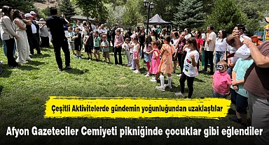 Afyon Gazeteciler Cemiyeti pikniğinde çocuklar gibi eğlendiler