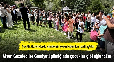 Afyon Gazeteciler Cemiyeti pikniğinde çocuklar gibi eğlendiler