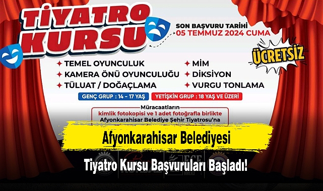 Afyon Tiyatro Kursu Başvuruları Başladı!