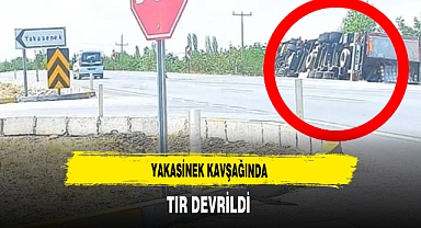 Yakasinek'te TIR Şarampole Devrildi