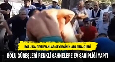 Bolu'da Güreşen Pehlivanlar Seyircilerin Arasına Girdi