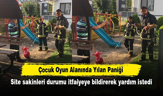 Çocuk Oyun Alanında Yılan Paniği! Site sakinleri durumu itfaiyeye bildirerek yardım istedi