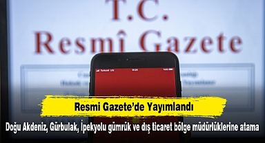 Doğu Akdeniz, Gürbulak, İpekyolu gümrük ve dış ticaret bölge müdürlüklerine atama
