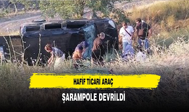 Hafif Ticari Araç Şarampole Devrildi