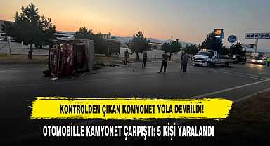 KONTROLDEN ÇIKAN KOMYONET YOLA DEVRİLDİ!