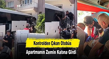 Kontrolden Çıkan Otobüs Apartmanın Zemin Katına Girdi