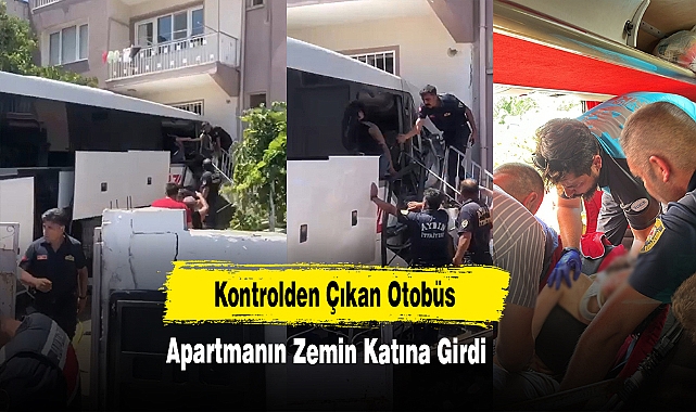 Kontrolden Çıkan Otobüs Apartmanın Zemin Katına Girdi