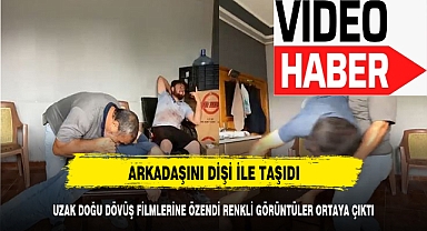 Kunghu Filmine Özendi: Kilolarca Ağırlığındaki Arkadaşını Diş ile Kaldırarak Taşıdı!