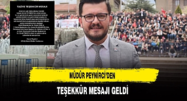 Müdür Peynirci’den Teşekkür Mesajı Geldi