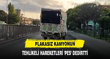 Plakasız Kamyonun Tehlikeli Hareketleri 'Pes' Dedirtti