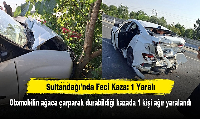 Sultandağı'nda Feci Kaza: Otomobilin ağaca çarparak durabildiği kazada 1 kişi ağır yaralandı