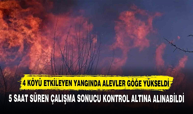 4 KÖYÜ ETKİLEYEN YANGINDA ALEVLER GÖĞE YÜKSELDİ
