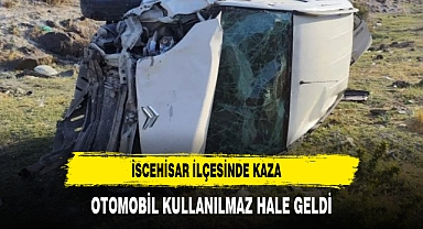 Afyonkarahisar’da takla atan araç hurdaya döndü