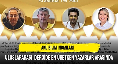 AKÜ Bilim İnsanları, Uluslararası Prestijli Dergide En Üretken Yazarlar Arasında