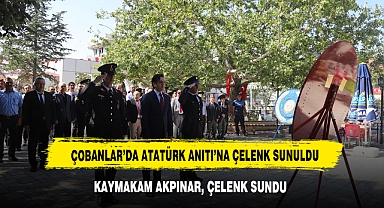 Çobanlar’da Atatürk Anıtı’na Çelenk Sunuldu