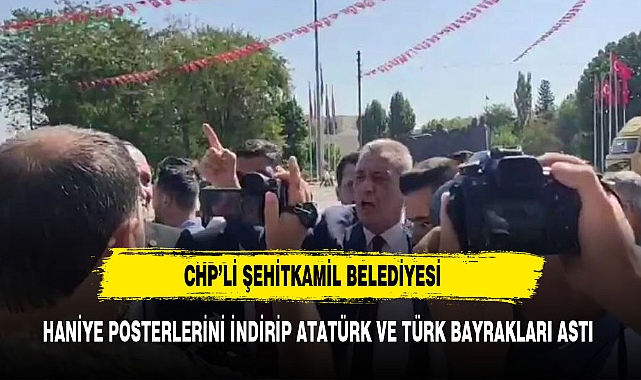 HANİYE POSTERLERİNİ İNDİRİP ATATÜRK VE TÜRK BAYRAKLARI ASTI