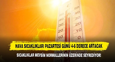 Hava Sıcaklıkları Pazartesi Günü 4-6 Derece Artacak