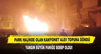 Park Halindeki Kamyonet Alev Topuna Döndü