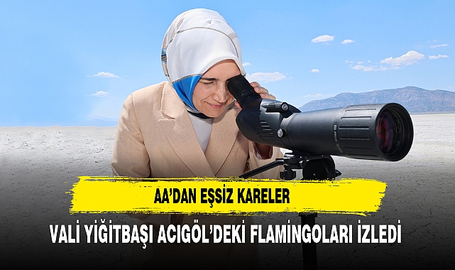 Vali  Yiğitbaşı, Acıgöl'ün Eşsiz Flamingo Uçuşlarını İzledi AA unutulmaz kareleri fotoğrafladı