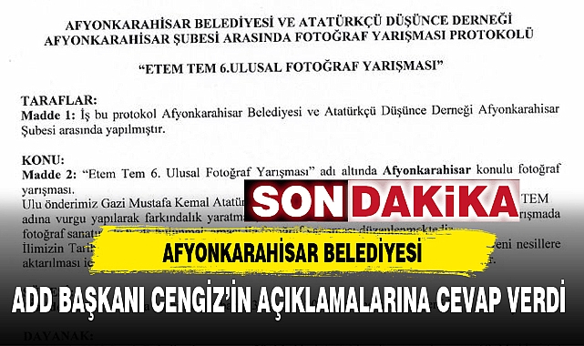 AFYONKARAHİSAR BELEDİYESİ ADD BAŞKANI CENGİZ'İN AÇIKLAMALARINA CEVAP VERDİ