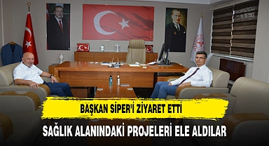 Başkan  Siper, Sağlık Yatırımlarını Görüşmek Üzere İl Sağlık Müdürü Korkmaz'ı Ziyaret Etti