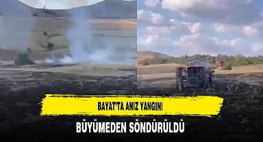 Bayat’ta Anız Yangını Büyümeden Söndürüldü