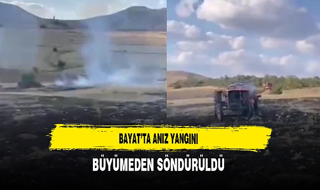Bayat’ta Anız Yangını Büyümeden Söndürüldü