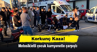 Korkunç Kaza! Motosikletli çocuk kamyonetle çarpıştı